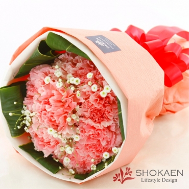 【母の日花束】カーネーションとかすみ草の花束（P）